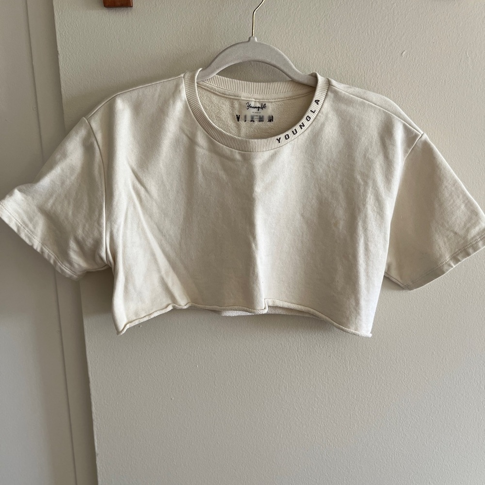 YoungLA Cream Crop T-Shirt Short Sleeve